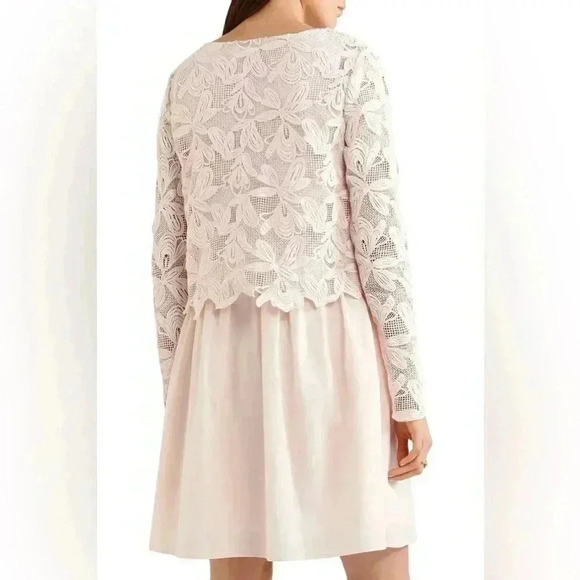 NWT See By  Chloé Layered Guipure Lace Cotton Mini Dress Pastel Blush Pink 6 - Picture 2 of 12